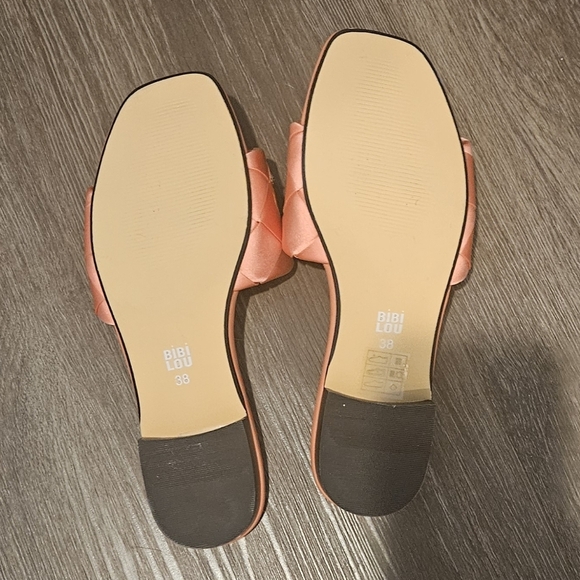 BIBI LOU x Anthropologie satin woven embellished Square toe Orange Sandals - Picture 12 of 16